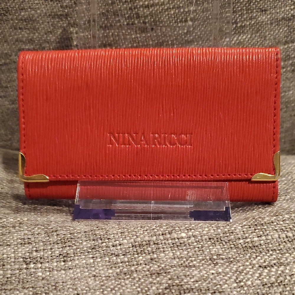 Nina Ricci Red Key Wallet with Gold Details